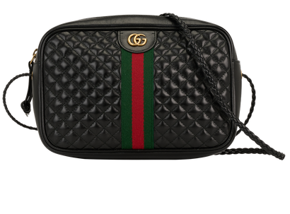 Trapuntata Camera Bag, &pound;850, Handbags, Black, Leather, Front view